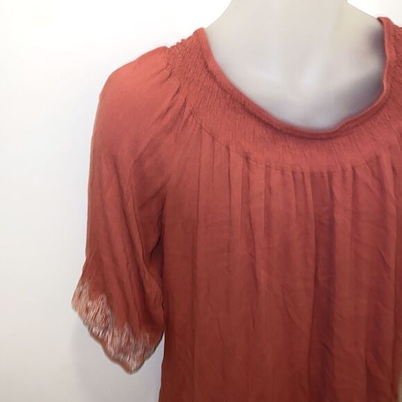 Tantrums Burnt Orange Embroidered Tunic Boho Hippie Shirt Top size XL - Picture 3 of 8